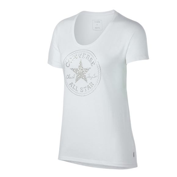 Converse Tops - NWT Metallic Converse Chuck All Star Patch T-Shirt
